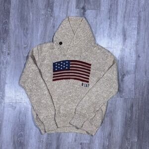 Vintage Polo Ralph Lauren American Flag Knit Cotton Sweater